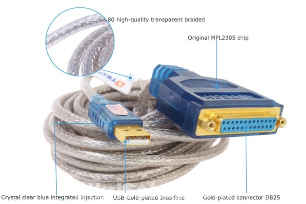 DTECH USB 2.0 AM To Standard DB25 Parallel Printer Cable 5m